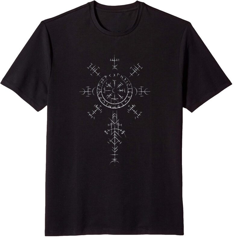 Retro Viking Symbol Compass Vegvisir Nordic Rune Celtic T-Shirt