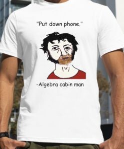 put down phone Algebra cabin man shirt