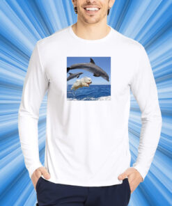 Dog Swimming With Dolphin New T-Shirt