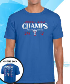 Texas Rangers Fanatics Branded 2023 American League Champions Roster T-Shirt
