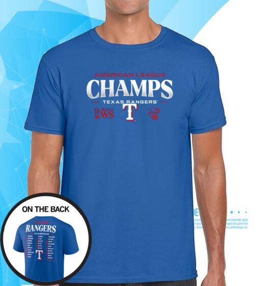 Texas Rangers Fanatics Branded 2023 American League Champions Roster T-Shirt