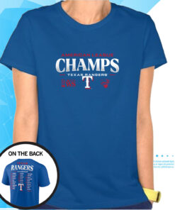 Texas Rangers Fanatics Branded 2023 American League Champions Roster T-Shirt