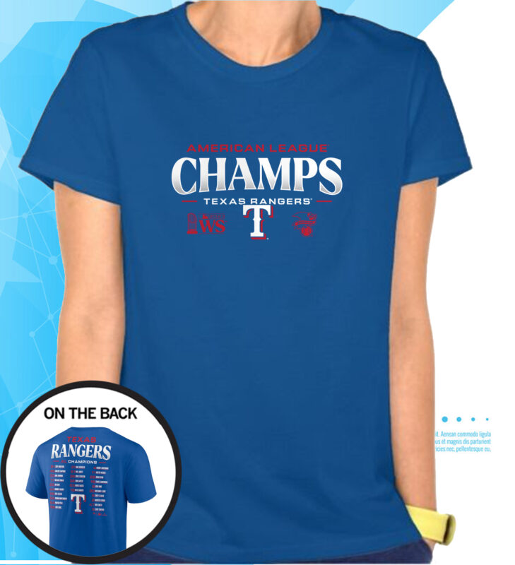 Texas Rangers Fanatics Branded 2023 American League Champions Roster T-Shirt