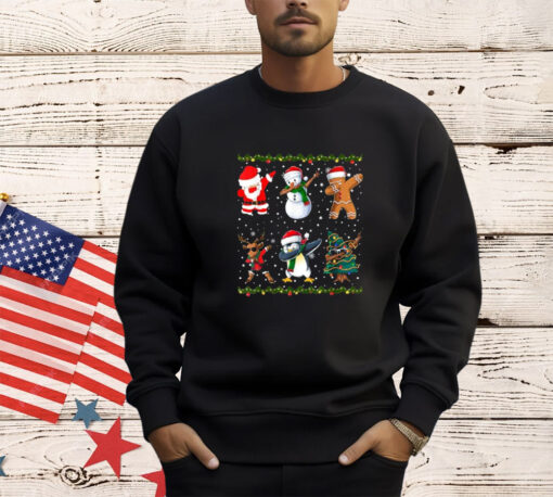 Jolly Dabbing Santa Festive Friends A Merry Christmas Squad T-Shirt