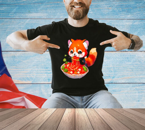 Kawaii Chibi Red Panda Eating Kimchi - PanfurWare LLC T-Shirt