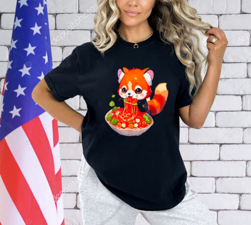Kawaii Chibi Red Panda Eating Kimchi - PanfurWare LLC T-Shirt