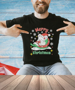 Merry Christmas Cute Mouse Winter Sleigh T-Shirt