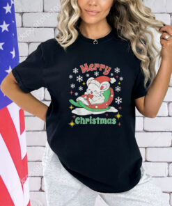 Merry Christmas Cute Mouse Winter Sleigh T-Shirt