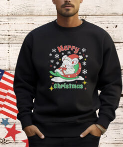 Merry Christmas Cute Mouse Winter Sleigh T-Shirt