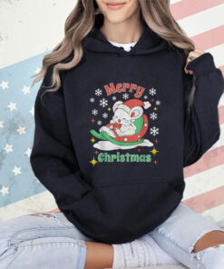 Merry Christmas Cute Mouse Winter Sleigh T-Shirt