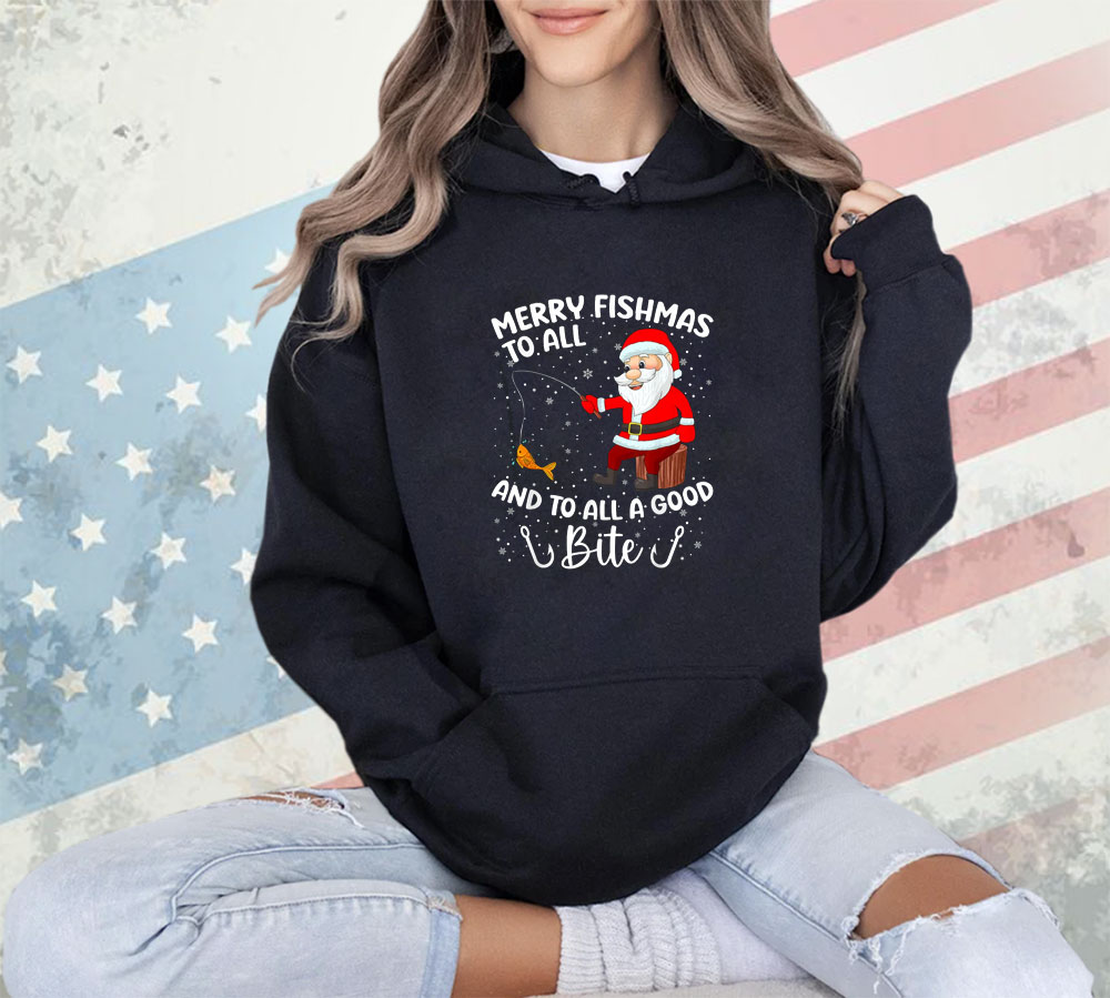 Merry Fishmas To All And To All A Good Bite Fishing Xmas T-Shirt