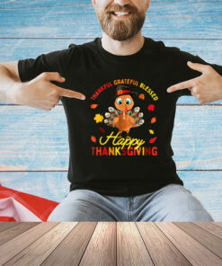 Thankful Grateful Blessed Thanksgiving Turkey Women Girls T-Shirt