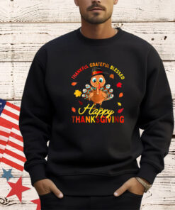 Thankful Grateful Blessed Thanksgiving Turkey Women Girls T-Shirt