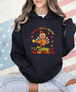 Thankful Grateful Blessed Thanksgiving Turkey Women Girls T-Shirt