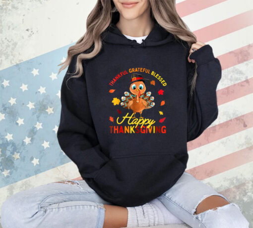 Thankful Grateful Blessed Thanksgiving Turkey Women Girls T-Shirt