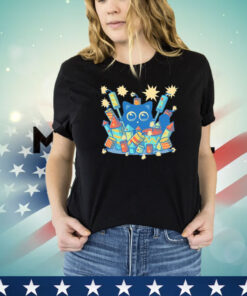 Cat with fireworks explosive kitty shirt