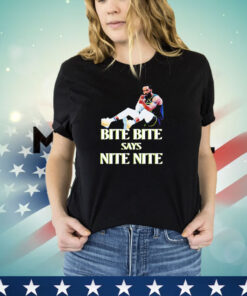 Emily Egnatzzz wearing bite bite says nite nite shirt