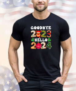 Goodbye 2023 Hello 2024 Happy New Year Funny Christmas Xmas T-Shirt
