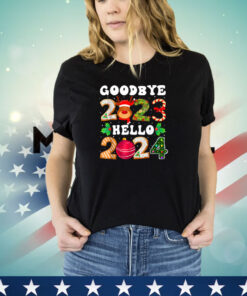 Goodbye 2023 Hello 2024 Happy New Year Funny Christmas Xmas T-Shirt