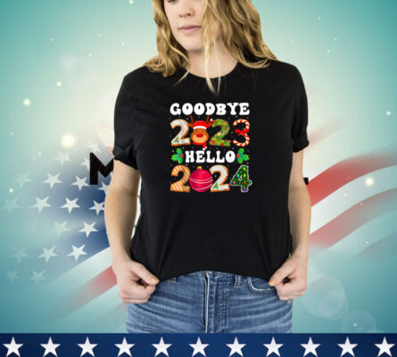 Goodbye 2023 Hello 2024 Happy New Year Funny Christmas Xmas T-Shirt