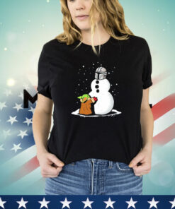 Grogu Star Wars building a Din Djarin the best Snowman in the Parsec shirt