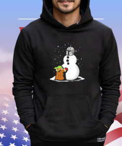 Grogu Star Wars building a Din Djarin the best Snowman in the Parsec shirt