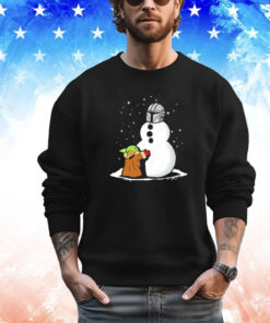 Grogu Star Wars building a Din Djarin the best Snowman in the Parsec shirt