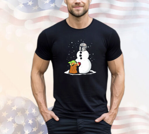 Grogu Star Wars building a Din Djarin the best Snowman in the Parsec shirt