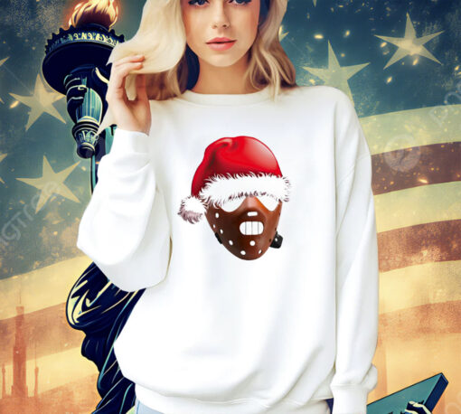 Hannibal Lecter wearing Santa hat Christmas T-shirt