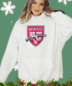 Harvard university gun logo shirt