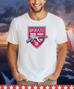 Harvard university gun logo shirt