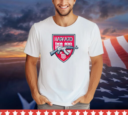 Harvard university gun logo shirt