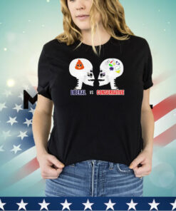 Liberal brain vs conservative brain skulls shirt