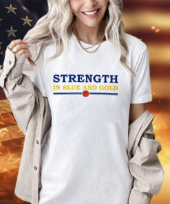 Official Strength in blue and gold shirt