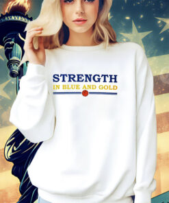 Official Strength in blue and gold shirt