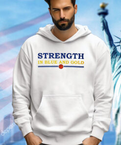 Official Strength in blue and gold shirt