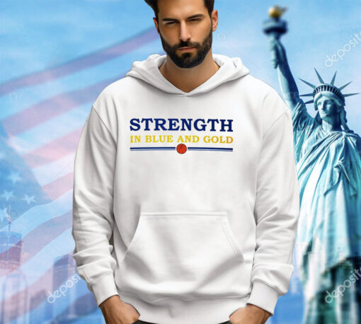 Official Strength in blue and gold shirt