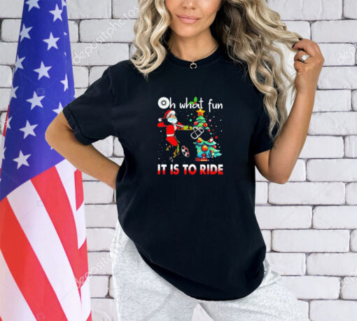 Oh what fun it is to ride Christmas bike 4 wheelers quad racing T-shirt