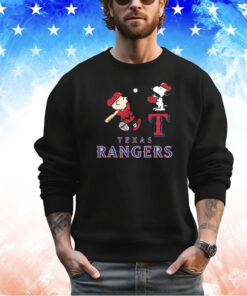 Peanuts Charlie Brown And Snoopy Playing Baseball Texas Rangers shirt