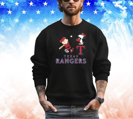 Peanuts Charlie Brown And Snoopy Playing Baseball Texas Rangers shirt