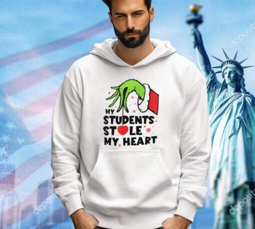 The Grinch hand my students stole my heart Christmas shirt