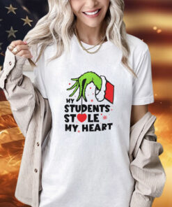 The Grinch hand my students stole my heart Christmas shirt