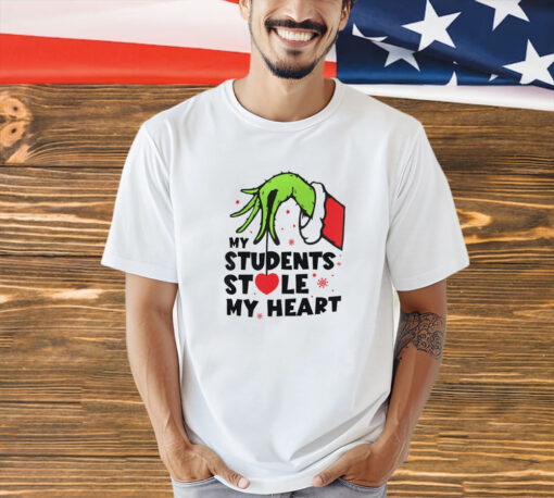 The Grinch hand my students stole my heart Christmas shirt