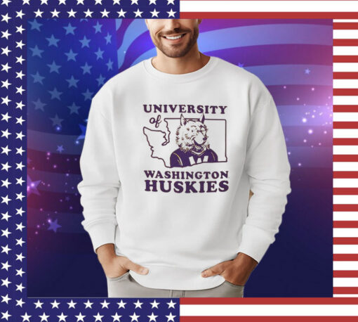 Washington Huskies University of Washington Huskies state shape shirt