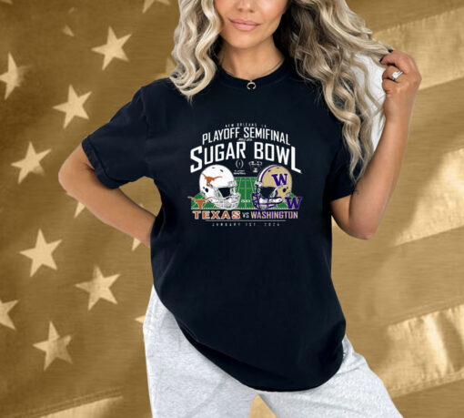 Washington Huskies Vs Texas Longhorns College Football Playoff 2024 Sugar Bowl Matchup T-Shirt