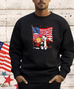 Calvin and Hobbes Valentine’s Day USA flag shirt