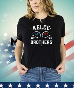 Kelce brothers Travis Kelce and Jason Kelce helmet shirt