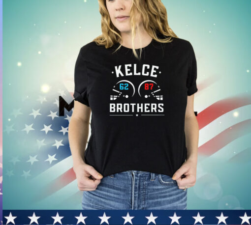 Kelce brothers Travis Kelce and Jason Kelce helmet shirt