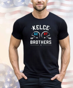 Kelce brothers Travis Kelce and Jason Kelce helmet shirt