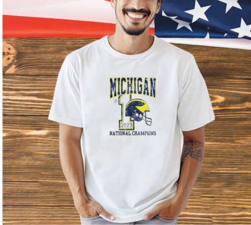 Michigan Wolverines 2023 National Champions No 1 Helmet T-shirt